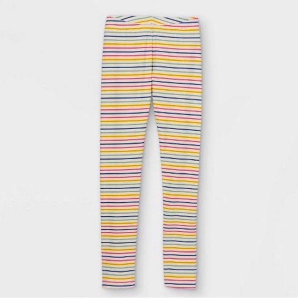 Cat & Jack Girls White Colorful Multistripe Stretchy Leggings Size XL NWT